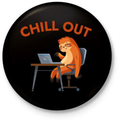 printfashion CHILL OUT - vicces lajhár - Kitűző, hűtőmágnes - Fekete (12025757)