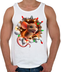 printfashion Cuki vicces karácsonyi party egér - Férfi atléta - Fehér (15255201)