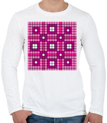 printfashion Kockás minta 06 - Férfi hosszú ujjú póló - Fehér (10981023)