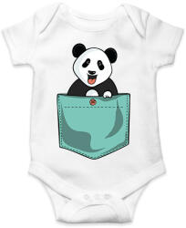 printfashion Panda zsebben - Baba Body - Fehér (13142383)