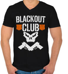 printfashion Blackout club - Férfi V-nyakú póló - Fekete (1988312)