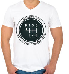 printfashion Az igazi férfiak 3 pedált használnak - Férfi V-nyakú póló - Fehér (1618858)