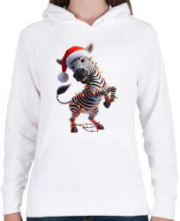 printfashion Táncoló karácsonyi party zebra - Női kapucnis pulóver - Fehér (15262941)