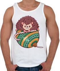 printfashion Karácsonyi sün - Férfi atléta - Fehér (5566578)