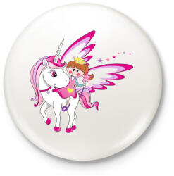 printfashion Unikornis és királylány - Kitűző, hűtőmágnes - Fehér (4667698)