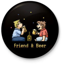 printfashion Friend & Beer - Kitűző, hűtőmágnes - Fekete (6675479)
