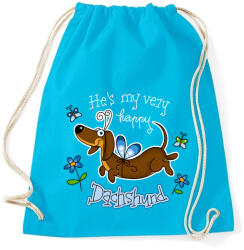 printfashion He's very happy Dachshund! - Sportzsák, Tornazsák - Surf blue (13434589)