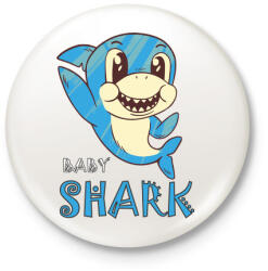 printfashion Bébi cápa - baby shark - Kitűző, hűtőmágnes - Fehér (4752433)
