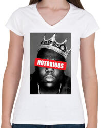 printfashion Biggie Smalls - Női V-nyakú póló - Fehér (1318928)