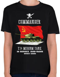 printfashion t34-commander - Gyerek póló - Fekete (2672026)