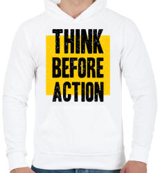 printfashion Gondolkodj mielőtt cselekszel - Férfi kapucnis pulóver - Fehér (4747962)