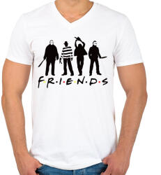 printfashion Halloween friends - Férfi V-nyakú póló - Fehér (1830810)