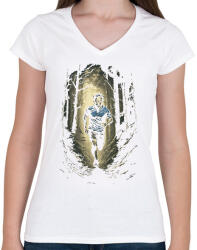 printfashion Erdei futó - Női V-nyakú póló - Fehér (15587049)