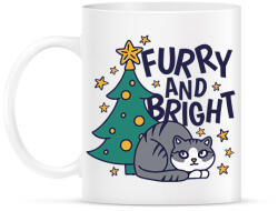 printfashion Karácsonyfa és cica - furry and bright - Bögre - Fehér (5714204)