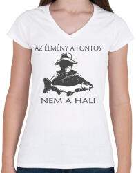 printfashion Az élmény a fontos! - Női V-nyakú póló - Fehér (4775242)