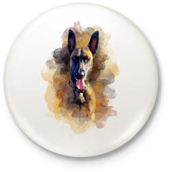 printfashion Belga juhász kutya - Kitűző, hűtőmágnes - Fehér (11768094)