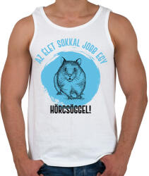 printfashion Az élet sokkal jobb egy hörcsöggel - Férfi atléta - Fehér (7094886)