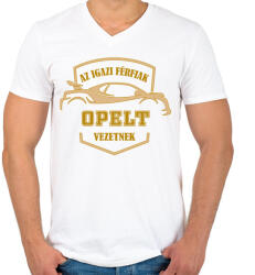 printfashion Opel sofőr - Férfi V-nyakú póló - Fehér (4995443)