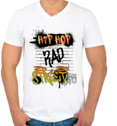 printfashion Street life - Férfi V-nyakú póló - Fehér (7511865)