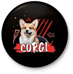 printfashion Corgi firka - Kitűző, hűtőmágnes - Fekete (11851998)