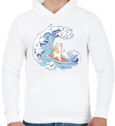 printfashion Szörfös cica - Férfi kapucnis pulóver - Fehér (11841715)