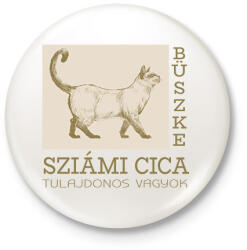 printfashion Büszke cica tulajdonos - Sziámi - Kitűző, hűtőmágnes - Fehér (6308875)