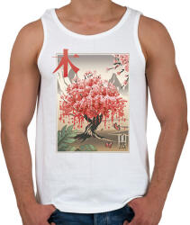 printfashion Japán sakura fa - Férfi atléta - Fehér (11839221)