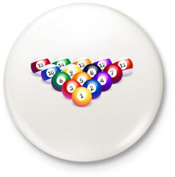printfashion Biliárdgolyók - Kitűző, hűtőmágnes - Fehér (13390101)