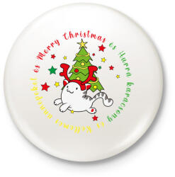 printfashion Karácsonyi - cica 1 - Kitűző, hűtőmágnes - Fehér (5596092)