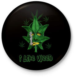 printfashion i like weed - Kitűző, hűtőmágnes - Fekete (3101664)
