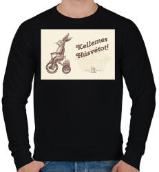 printfashion Kellemes Húsvétot - Biciklis nyúl - Férfi pulóver - Fekete (6330477)