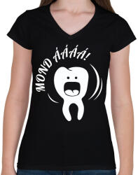 printfashion Mond ááá! - Női V-nyakú póló - Fekete (10351084)