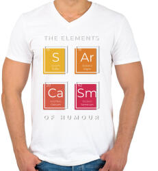 printfashion A humor elemei - Férfi V-nyakú póló - Fehér (4366781)