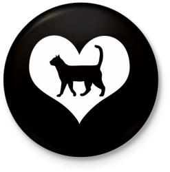 printfashion I love my cat - Kitűző, hűtőmágnes - Fekete (3102475)