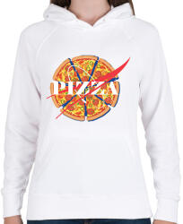 printfashion Nasa Pizza - Női kapucnis pulóver - Fehér (1714023)