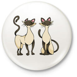 printfashion Sziámi cicák - Kitűző, hűtőmágnes - Fehér (7650838)