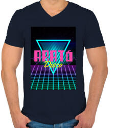 printfashion Arató disco - Férfi V-nyakú póló - Sötétkék (11584026)