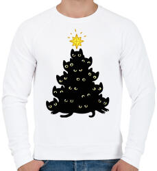 printfashion Cica karácsonyfa - Férfi pulóver - Fehér (16149450)