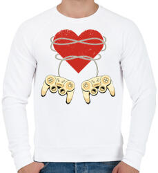 printfashion Gamer szerelem - Férfi pulóver - Fehér (13967512)