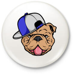 printfashion Bulldog sapiban - Kitűző, hűtőmágnes - Fehér (7360128)