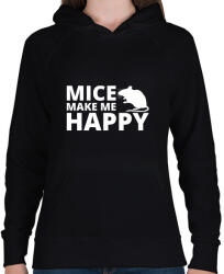 printfashion Mice make me happy - Női kapucnis pulóver - Fekete (13439634)