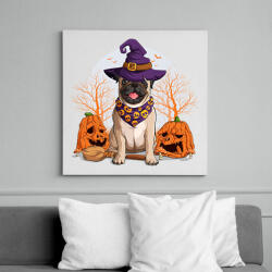 printfashion Mopsz halloween - Vászonkép - Fehér (6638582)