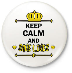 printfashion Keep calm and save lives - Kitűző, hűtőmágnes - Fehér (9127988)