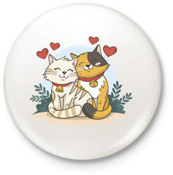 printfashion Cicák párban - Kitűző, hűtőmágnes - Fehér (6061712)