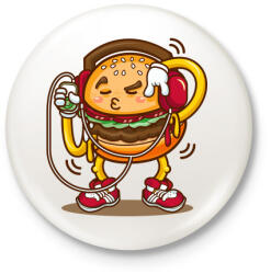 printfashion Hamburger - Kitűző, hűtőmágnes - Fehér (4172964)