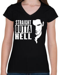 printfashion Lucifer - Női V-nyakú póló - Fekete (1991797)