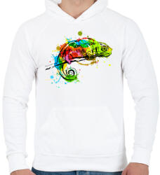 printfashion Színes kaméleon - Férfi kapucnis pulóver - Fehér (1065819)