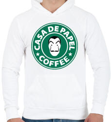 printfashion Casa de Papel Coffee - Férfi kapucnis pulóver - Fehér (2492641)