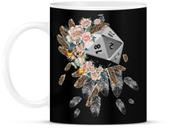 printfashion D20 Tollakkal és Virágokkal - Bögre - Fekete (2627298)