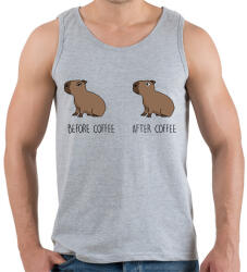 printfashion Capybara - Before coffee after coffee - Férfi atléta - Sport szürke (13407462)